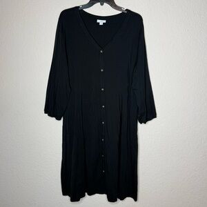 J. Jill Black 3/4 Sleeve Knee Length Button Down Jersey Dress - Size XL Tall